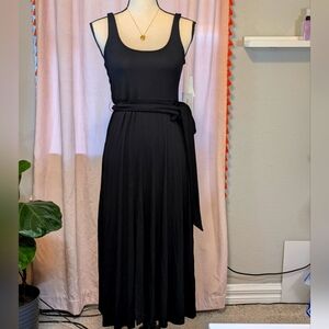Good American Belted Open Front Swing Tank Dress Black Sz 3 NWT